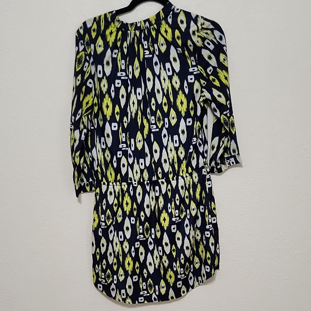 Aqua Yellow and Blue Mini Dress with Graphic Relaxed Style - Picture 7 of 10